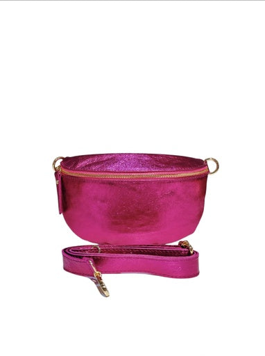 Sac banane Cuir - rose métallisé